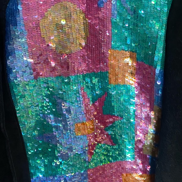 Michael Hoban Suede, sequin bolero jacket.  Fantastic. - Picture 5 of 9